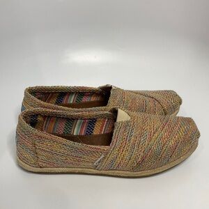 Toms iridescent burlap espadrille slip on shoes size 7.5